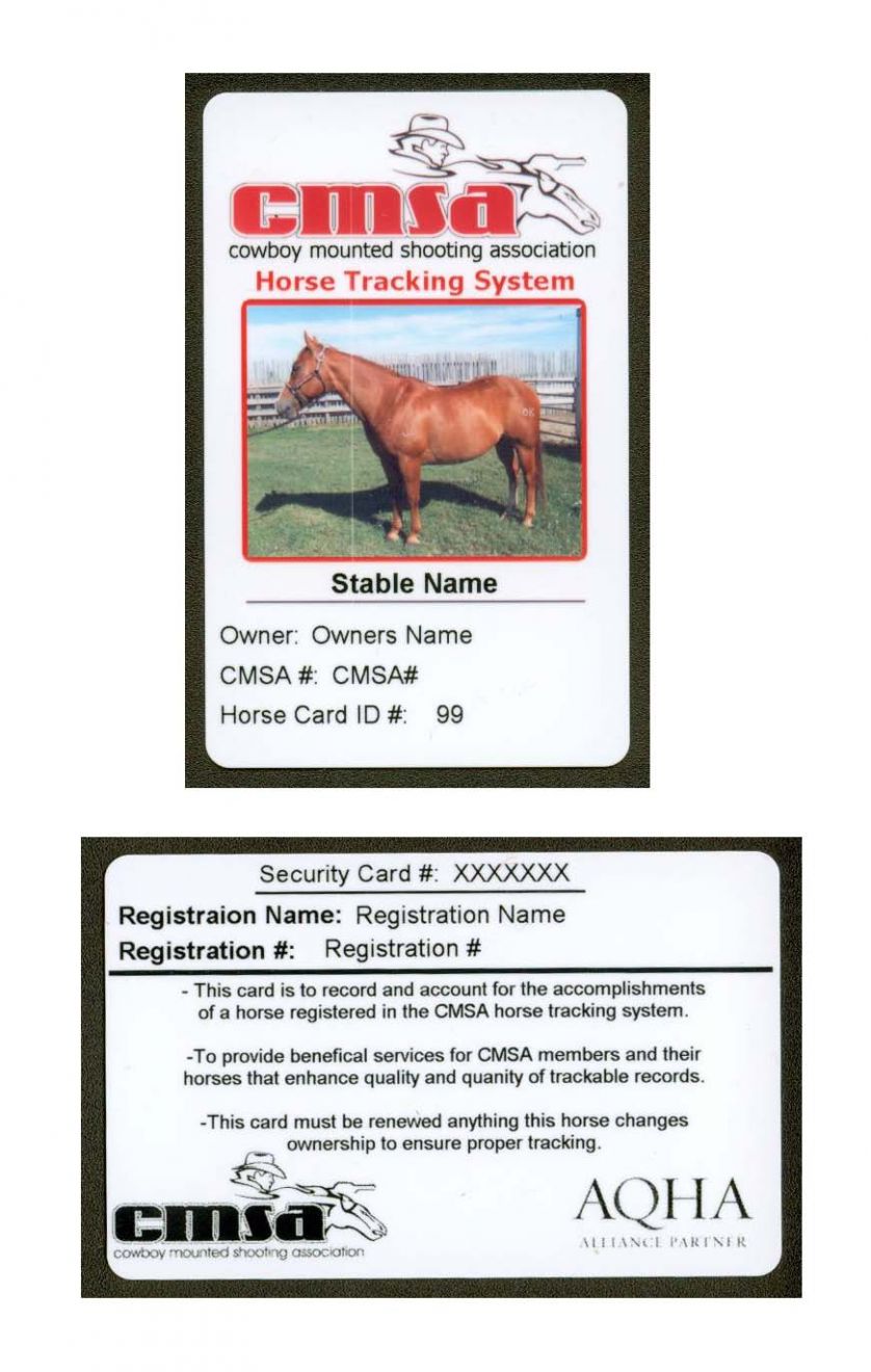 CMSA Horse Tracking Cards